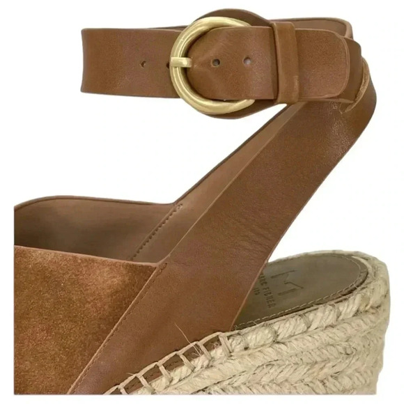 Marc Fisher LTD Abacia Tan Leather Espadrille Womens Platform Sandals 9M - Picture 8 of 15
